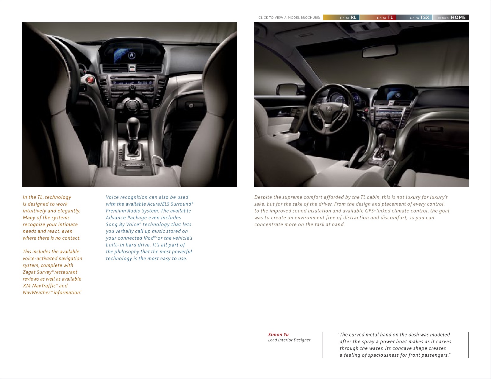 2012 Acura RL TL TSX Brochure Page 66
